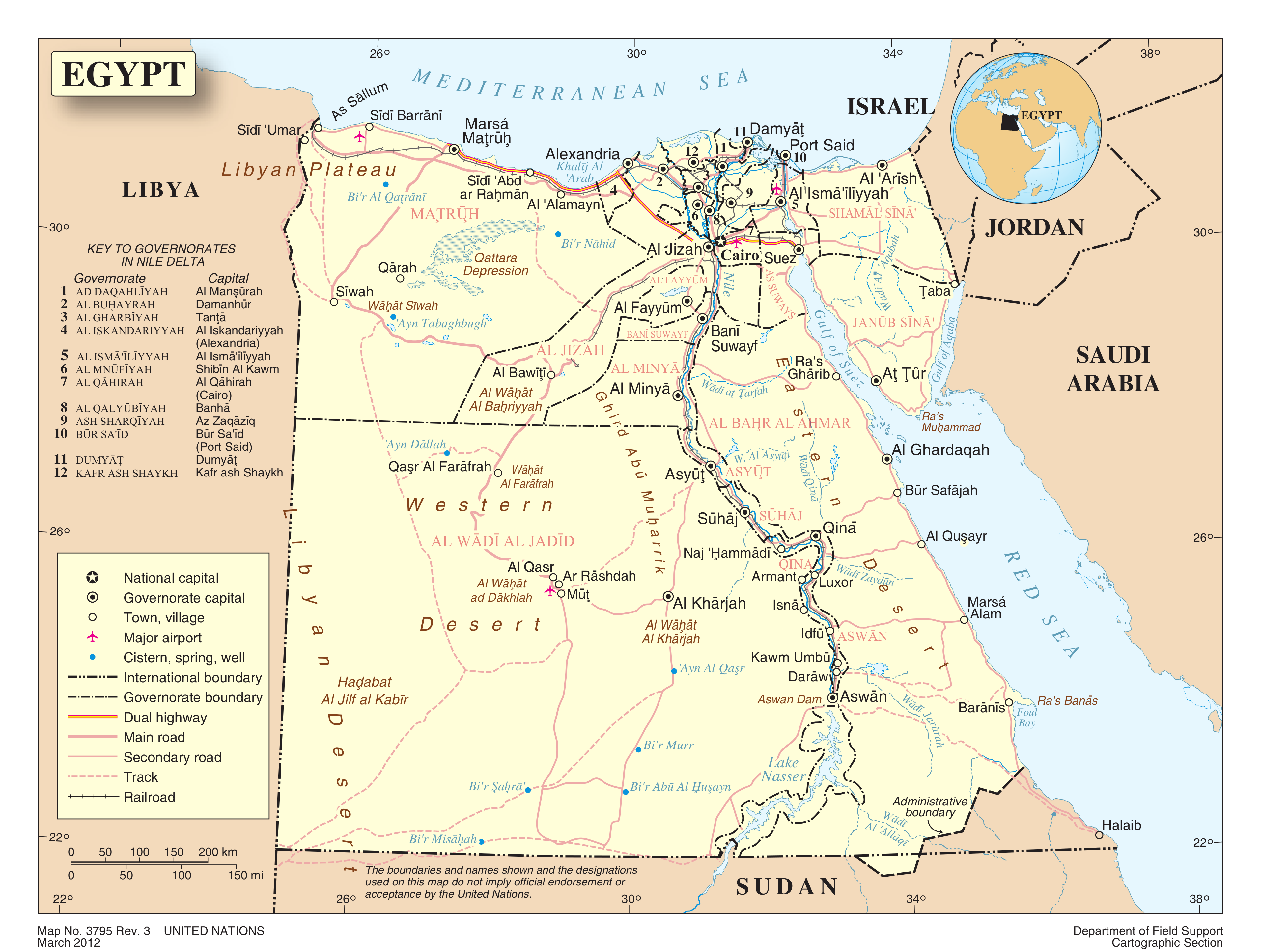 Map of Egypt by the United Nation's Cartographic Section